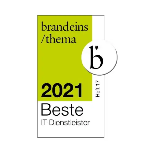 Siegel Beste IT-Dienstleister 2021 von Brand eins das die Kompetenz von Consileon in der IT-Beratung unterstreicht