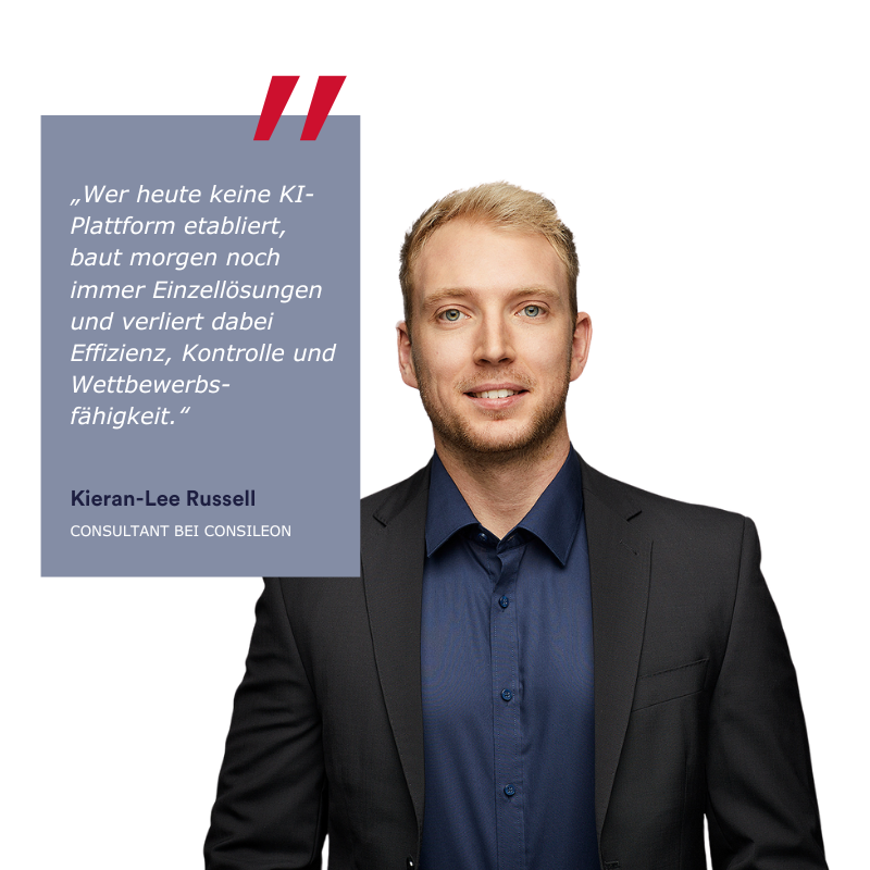 Ansprechpartner Consileon, Kieran-Lee Russell für KI-Plattform