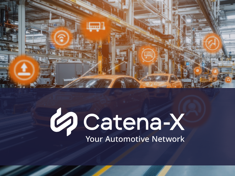 Fahrzeugkarosserie in der Fabrik, symbolisch für Catena-X
