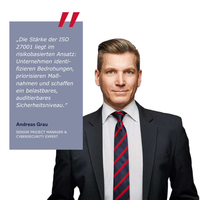 Ansprechpartner Consileon, Andreas Grau, mit Zitat zum Thema ISO 27001